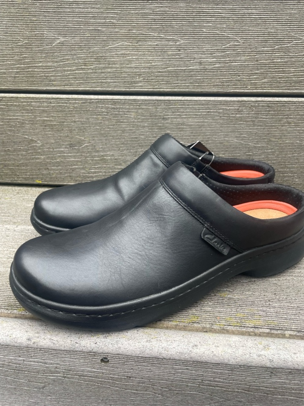 Clarks ClarksPro Clog Black Leather Professional Non-Slip 26175016 sz 12 M NWT